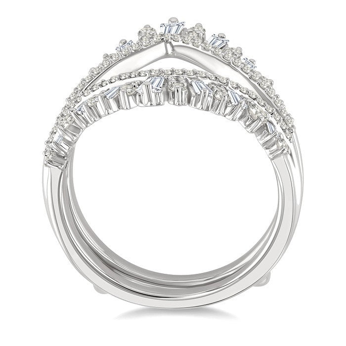 1 Ctw Tiara-Shaped Graduated Baguette and Round Cut Diamond Insert Ring in 14K White Gold