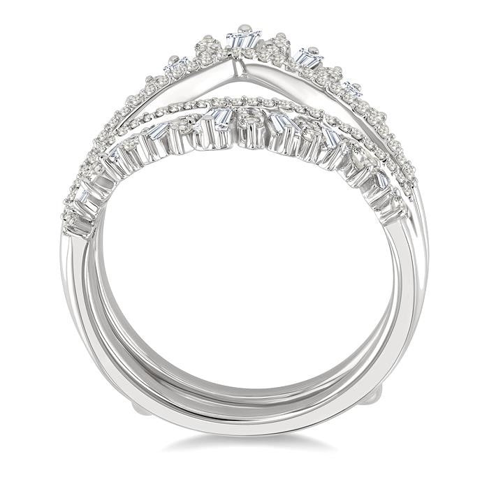 1 Ctw Tiara-Shaped Graduated Baguette and Round Cut Diamond Insert Ring in 14K White Gold