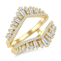 1 Ctw Tiara-Shaped Graduated Baguette and Round Cut Diamond Insert Ring in 14K Yellow Gold