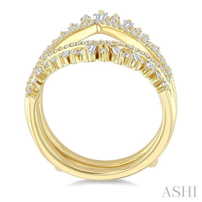 1 Ctw Tiara-Shaped Graduated Baguette and Round Cut Diamond Insert Ring in 14K Yellow Gold