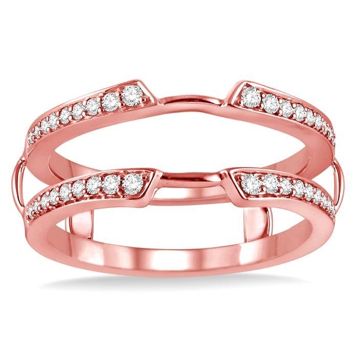 1/4 Ctw Round Cut Diamond Insert Ring in 14K Rose Gold