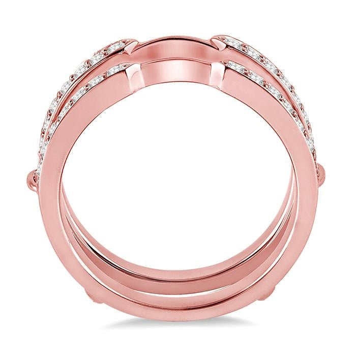 1/4 Ctw Round Cut Diamond Insert Ring in 14K Rose Gold