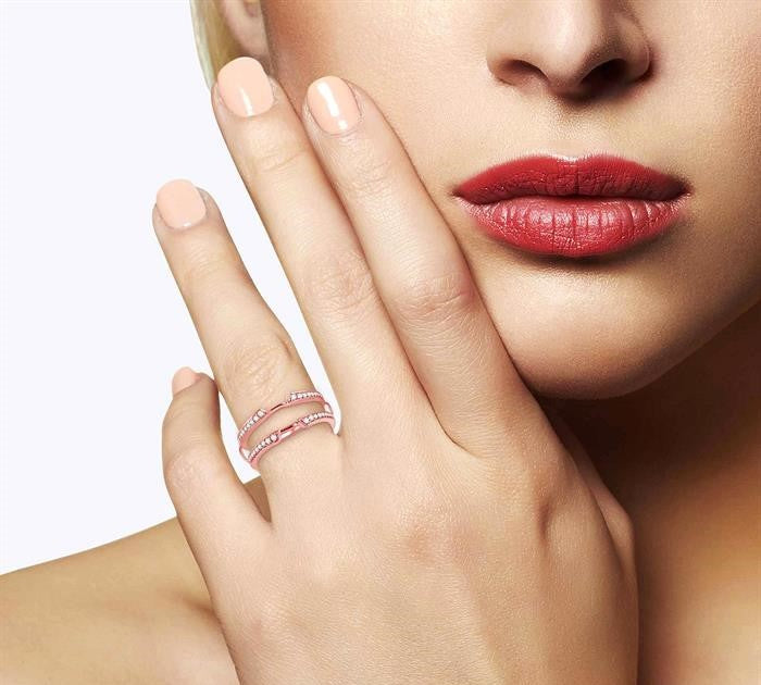1/4 Ctw Round Cut Diamond Insert Ring in 14K Rose Gold