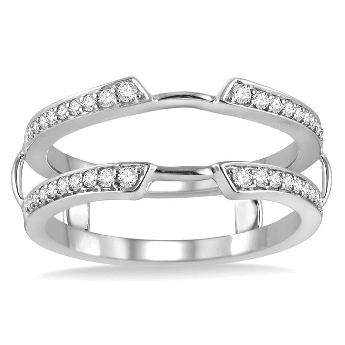 1/4 Ctw Round Cut Diamond Insert Ring in 14K White Gold