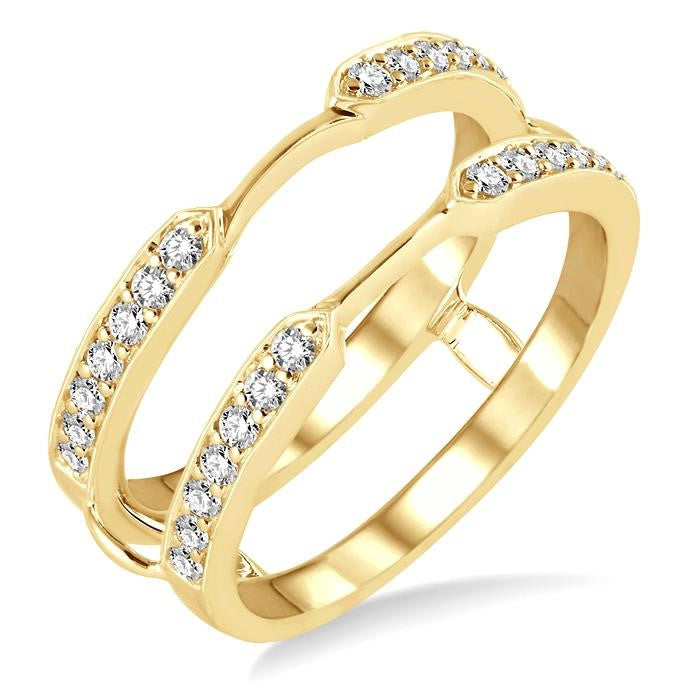 1/3 Ctw Round Cut Diamond Insert Ring in 14K Yellow Gold