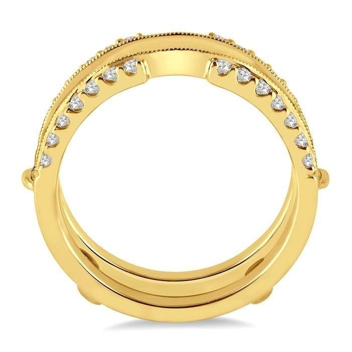 1/2 Ctw Round Cut Diamond Insert Ring in 14K Yellow Gold