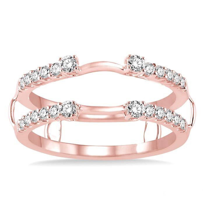 3/8 Ctw Round Cut Diamond Insert Ring in 14K Rose Gold