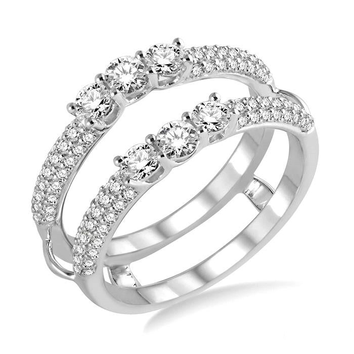 1 Ctw Round Cut Diamond Insert Ring in 14K White Gold