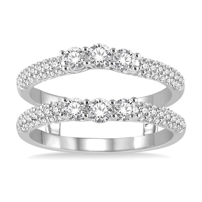 1 Ctw Round Cut Diamond Insert Ring in 14K White Gold
