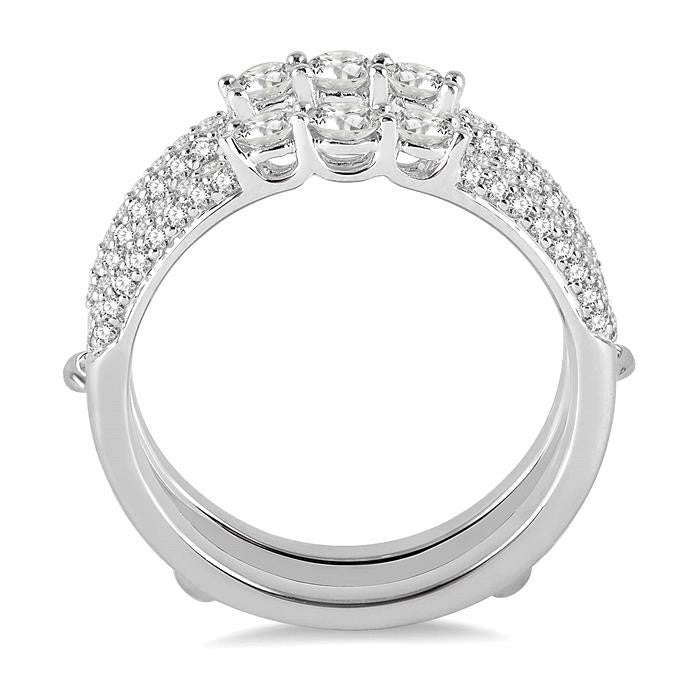 1 Ctw Round Cut Diamond Insert Ring in 14K White Gold