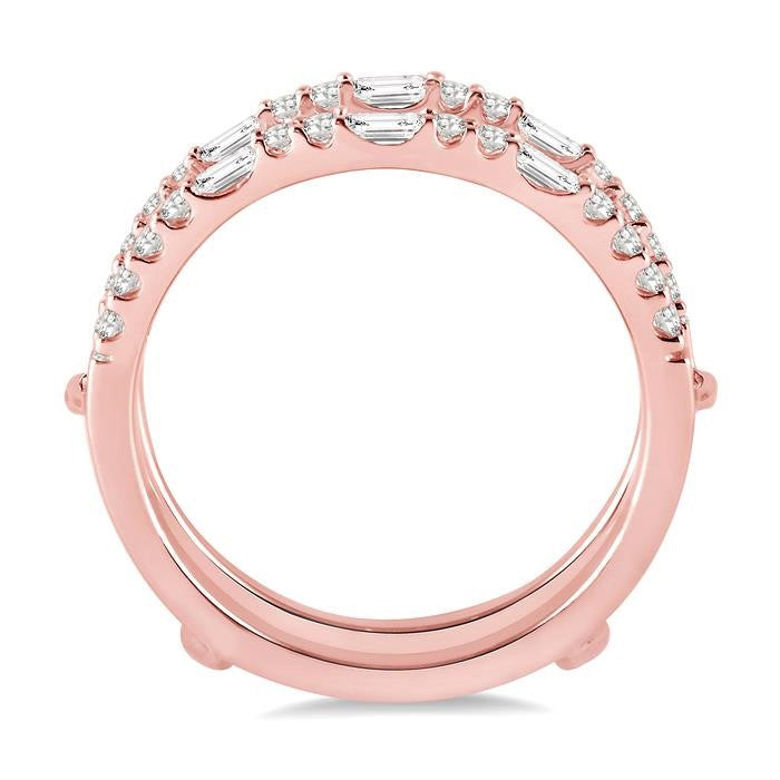 1/2 Ctw Baguette and Round Cut Diamond Insert Ring in 14K Rose Gold