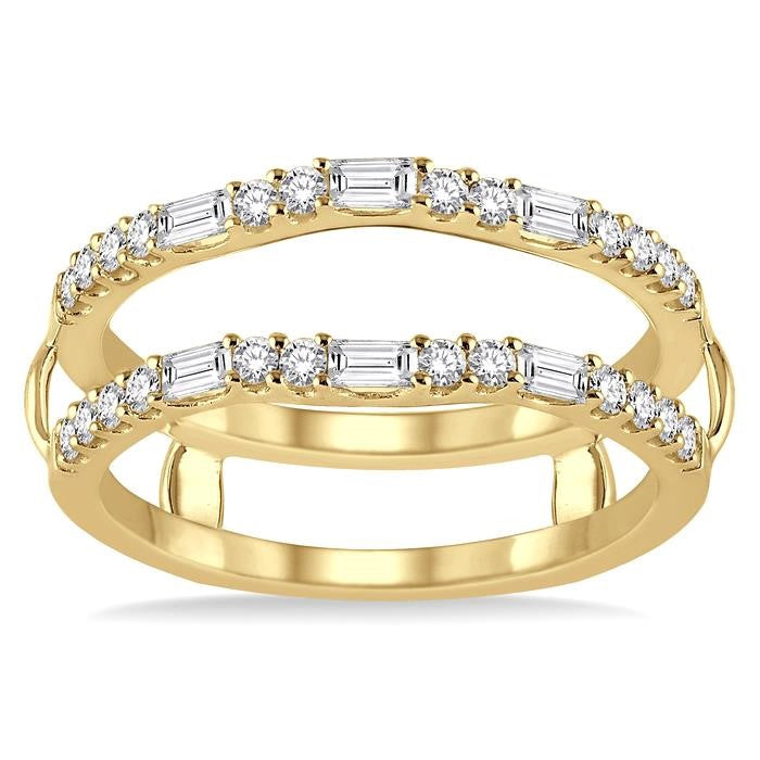 1/2 Ctw Baguette and Round Cut Diamond Insert Ring in 14K Yellow Gold