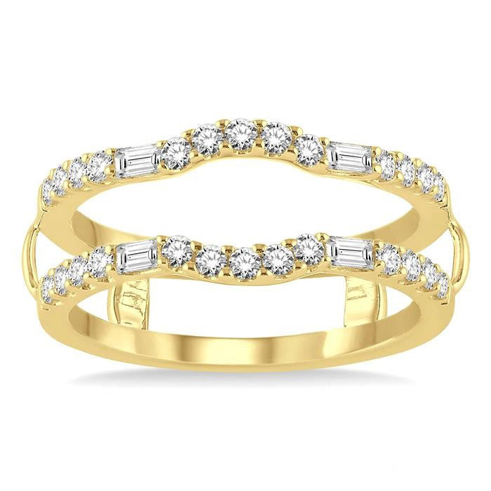 Valorae Baguette Diamond Insert Ring Yellow Gold Diamond Wrap & Enhancer