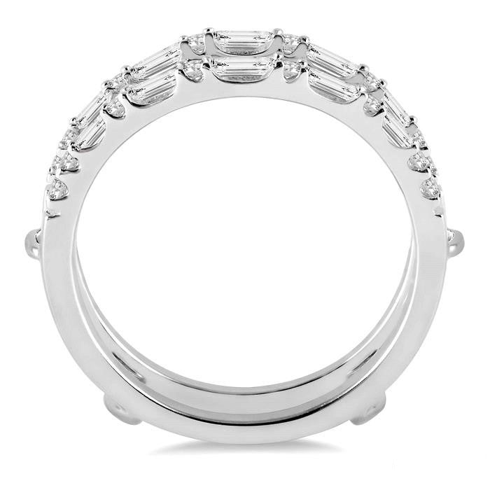 1/2 Ctw Baguette and Round Cut Diamond Insert Ring in 14K White Gold