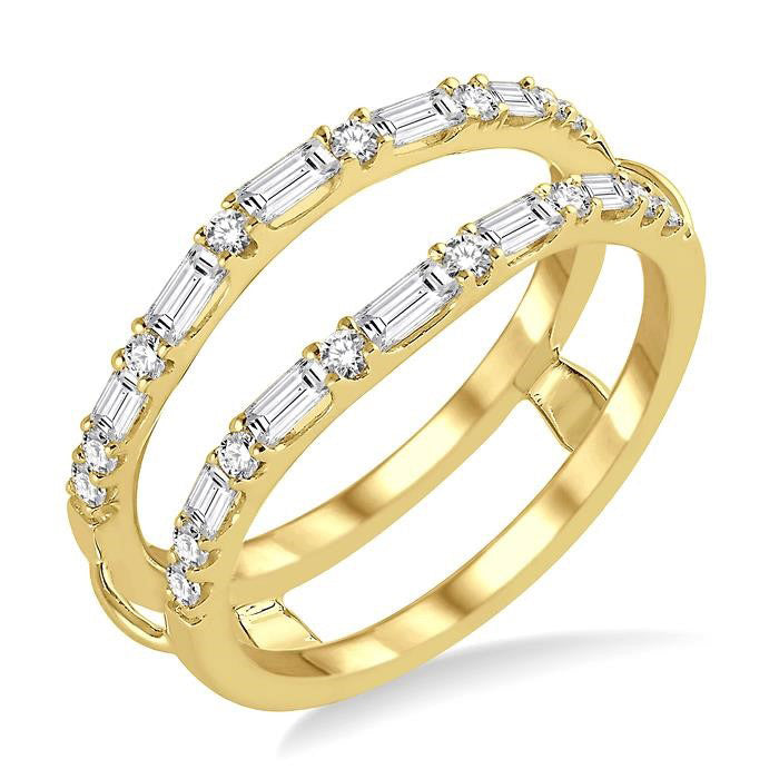1/2 Ctw Baguette and Round Cut Diamond Insert Ring in 14K Yellow Gold