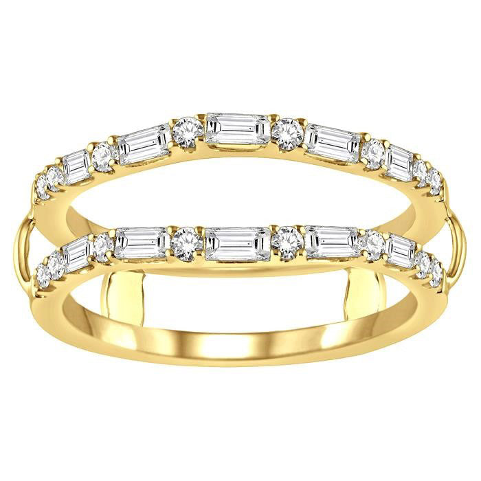 1/2 Ctw Baguette and Round Cut Diamond Insert Ring in 14K Yellow Gold