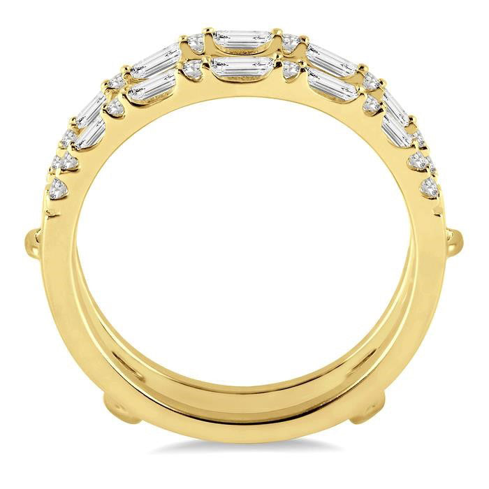 1/2 Ctw Baguette and Round Cut Diamond Insert Ring in 14K Yellow Gold