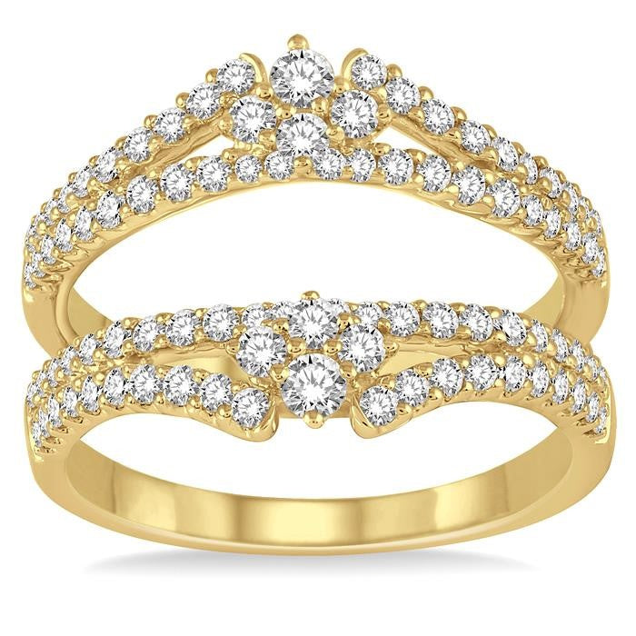 7/8 Ctw Round Diamond Insert Ring in 14K Yellow Gold