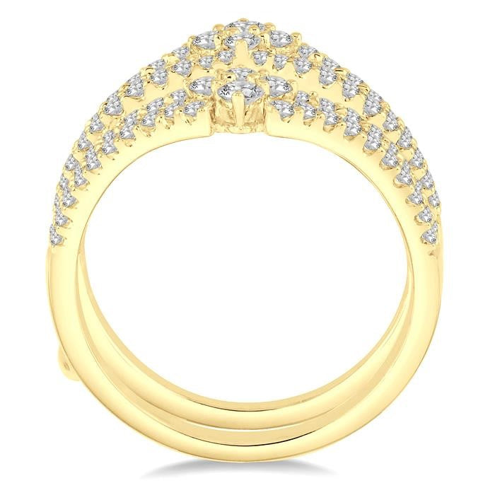 7/8 Ctw Round Diamond Insert Ring in 14K Yellow Gold