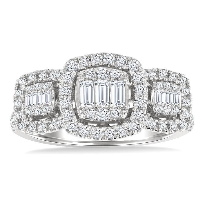Cushion Shape Past Present & Future Halo Fusion Diamond Engagement Ring