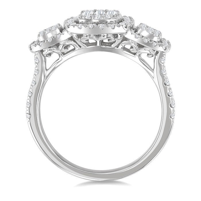 Cushion Shape Past Present & Future Halo Fusion Diamond Engagement Ring