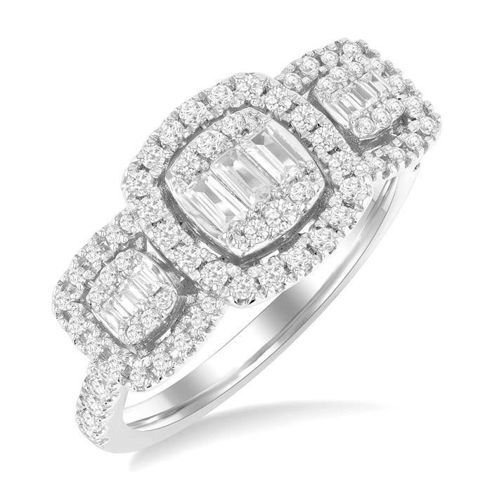 Cushion Shape Past Present & Future Halo Fusion Diamond Engagement Ring