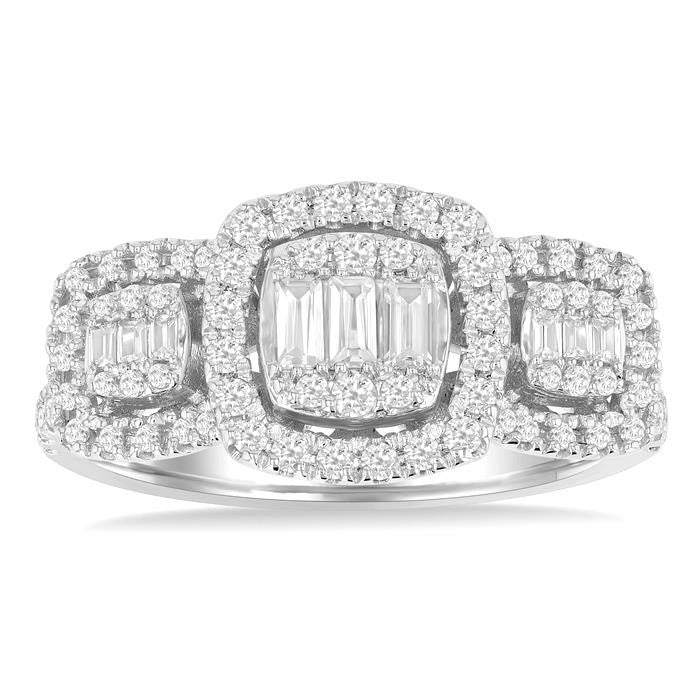 Cushion Shape Past Present & Future Halo Fusion Diamond Engagement Ring