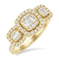 Cushion Shape Past Present & Future Halo Fusion Diamond Engagement Ring