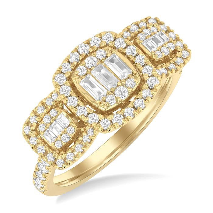 Cushion Shape Past Present & Future Halo Fusion Diamond Engagement Ring