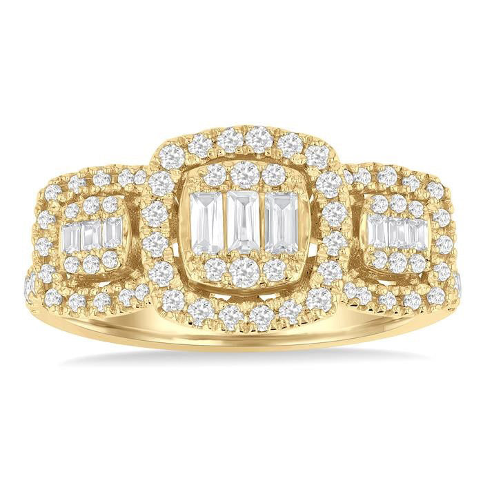 Cushion Shape Past Present & Future Halo Fusion Diamond Engagement Ring
