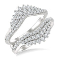 1 Ctw Triple Row Round Cut Diamond Insert Ring in 14K White Gold