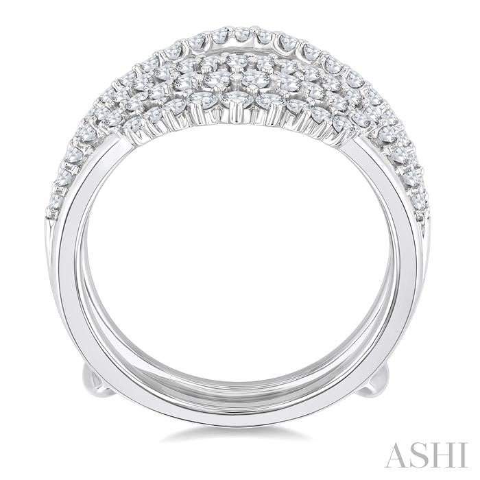 1 Ctw Triple Row Round Cut Diamond Insert Ring in 14K White Gold