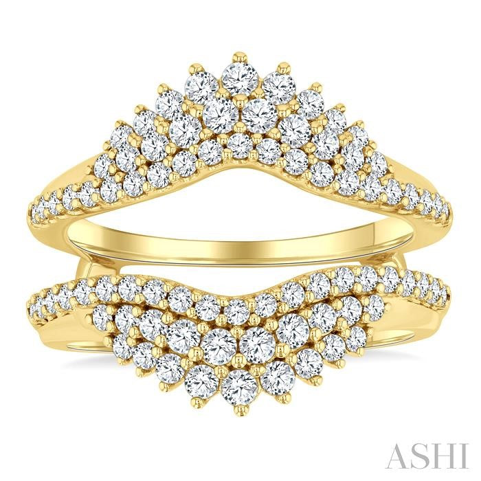 1 Ctw Triple Row Round Cut Diamond Insert Ring in 14K Yellow Gold