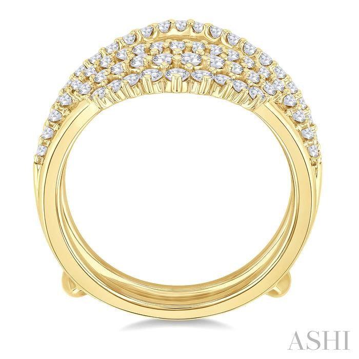 1 Ctw Triple Row Round Cut Diamond Insert Ring in 14K Yellow Gold