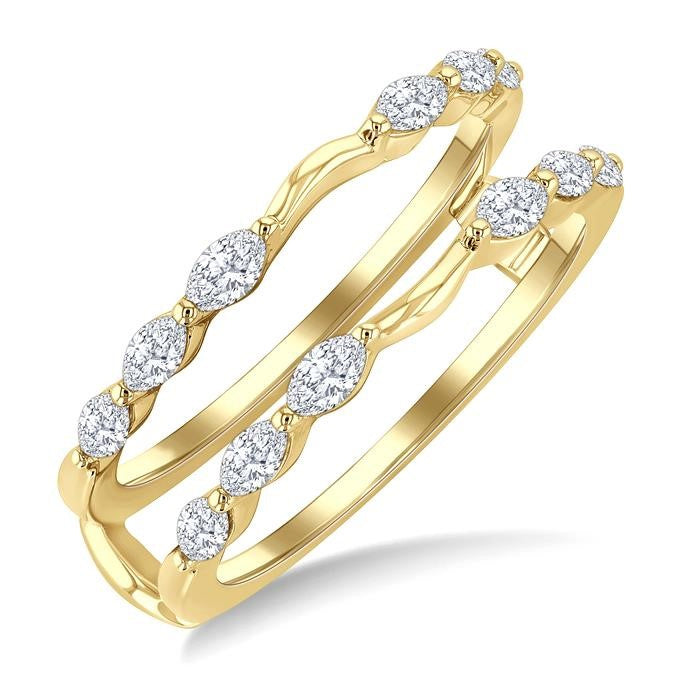 1/2 Ctw Carved Shank Marquise Cut Diamond Insert Ring in 14K Yellow Gold