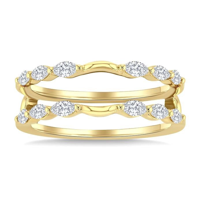 1/2 Ctw Carved Shank Marquise Cut Diamond Insert Ring in 14K Yellow Gold
