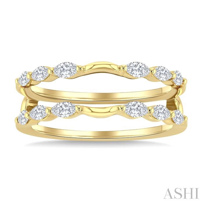 1/2 Ctw Carved Shank Marquise Cut Diamond Insert Ring in 14K Yellow Gold