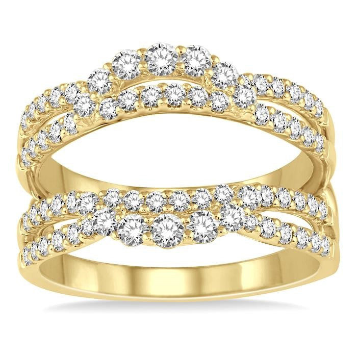 1 Ctw Round Diamond Insert Ring in 14K Yellow Gold