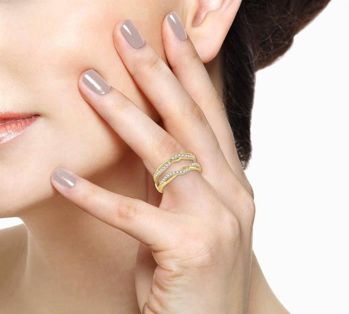 3/8 Ctw Round Diamond Insert Ring in 14K Yellow Gold