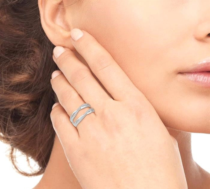 1/4 Ctw Round Diamond Insert Ring in 14K White Gold