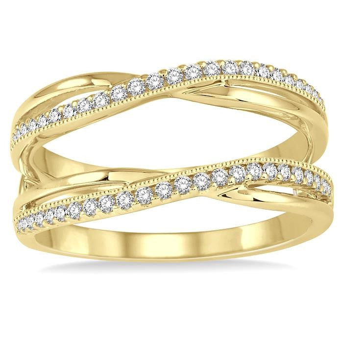 1/4 Ctw Round Diamond Insert Ring in 14K Yellow Gold