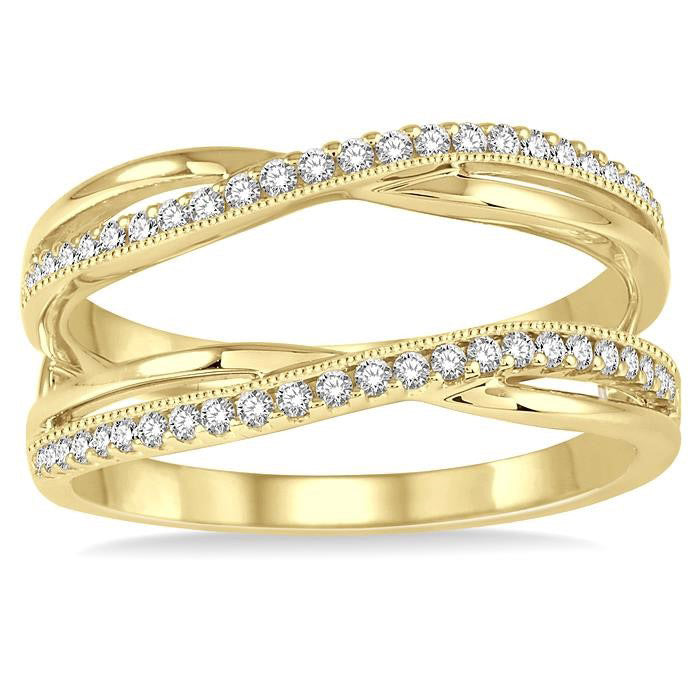 1/4 Ctw Round Diamond Insert Ring in 14K Yellow Gold