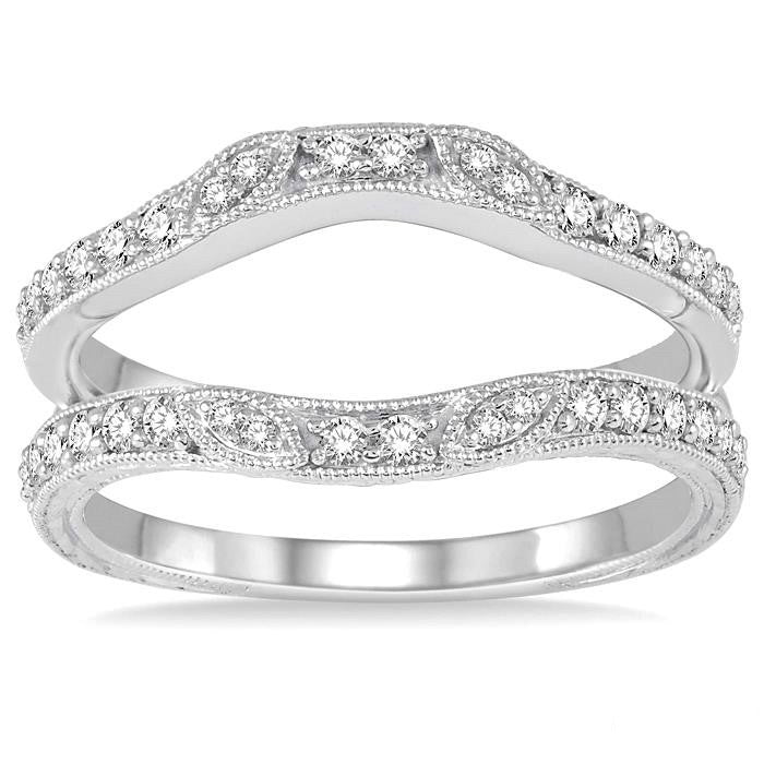 1/3 Ctw Round Diamond Insert Ring in 14K White Gold