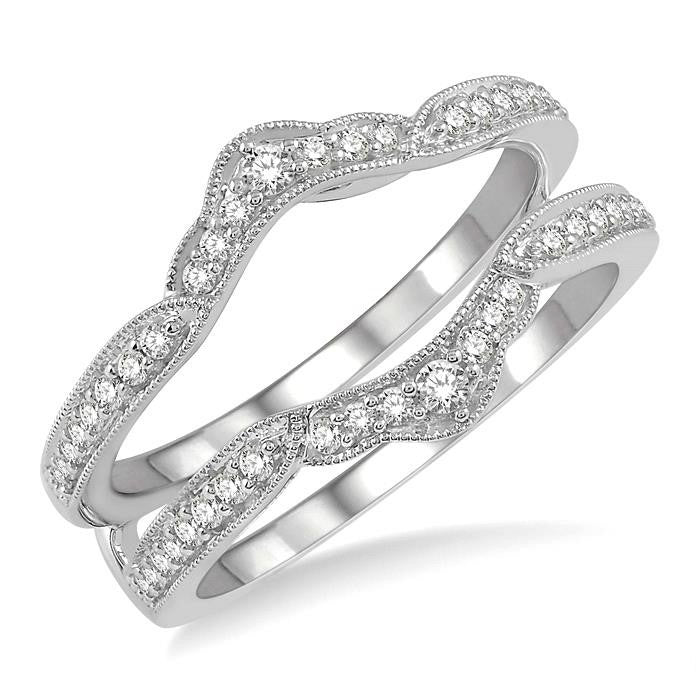 1/3 Ctw Crown Center Round Cut Diamond Insert Ring in 14K White Gold