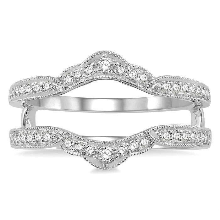 1/3 Ctw Crown Center Round Cut Diamond Insert Ring in 14K White Gold