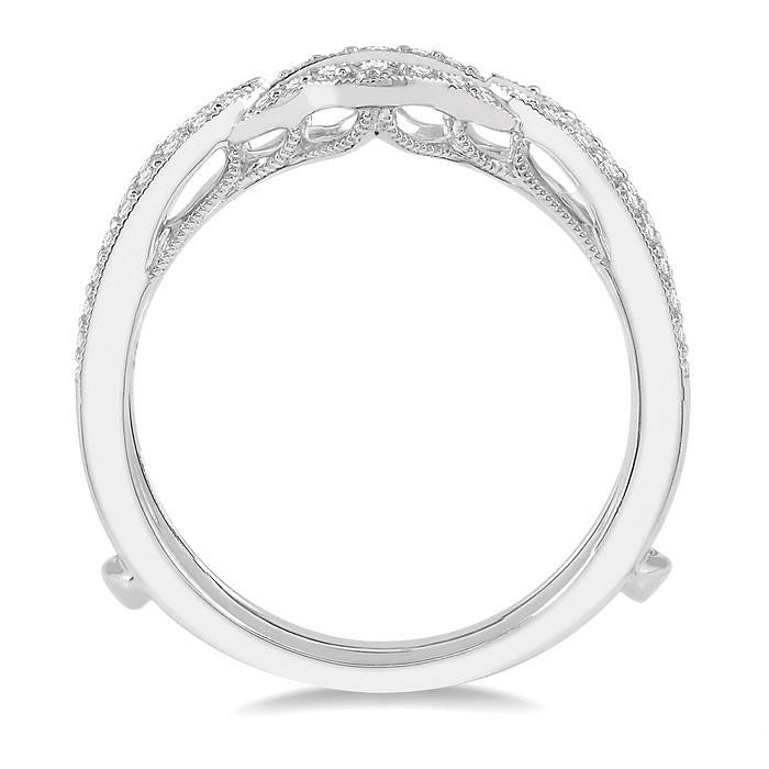 1/3 Ctw Crown Center Round Cut Diamond Insert Ring in 14K White Gold