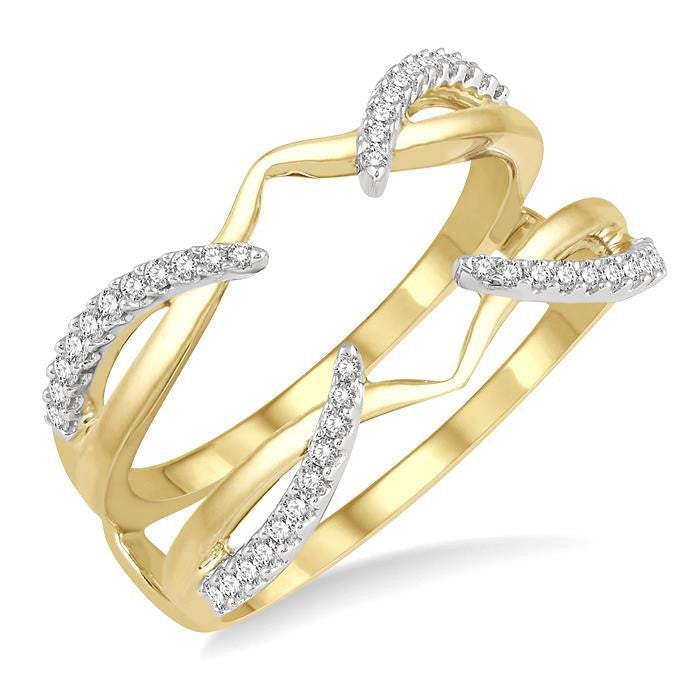 1/4 Ctw Diamond Claw Insert Ring in 14K Yellow and White Gold