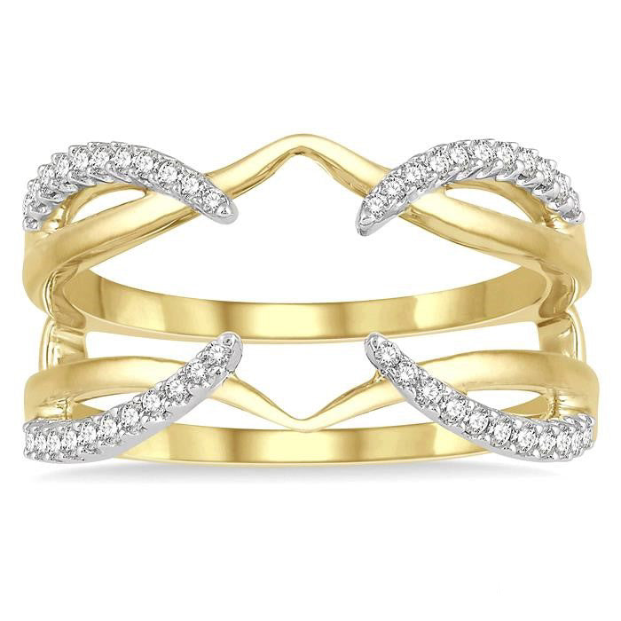 1/4 Ctw Diamond Claw Insert Ring in 14K Yellow and White Gold