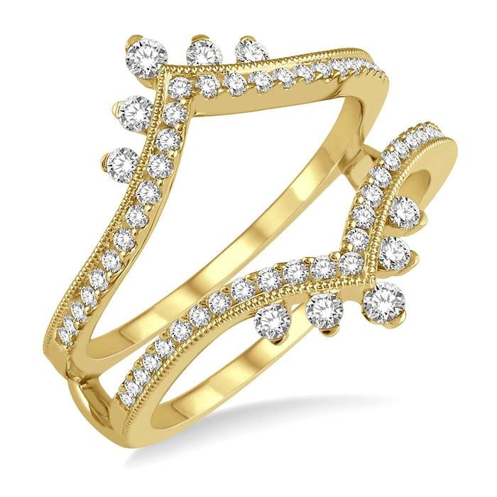 1/2 Ctw Pointed Arch Round Cut Diamond Insert Ring in 14K Yellow Gold