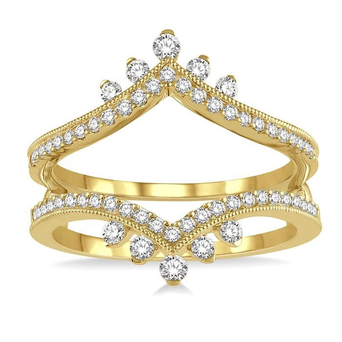 1/2 Ctw Pointed Arch Round Cut Diamond Insert Ring in 14K Yellow Gold